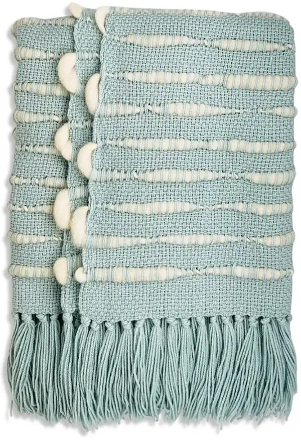 Riona Modern Green Wool Handwoven Throw Blanket