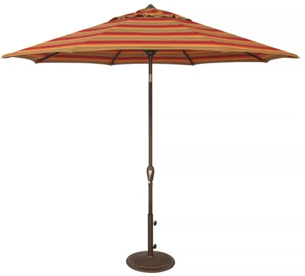 Emma Modern Classic Red Sunbrella Orange Stripe Aluminum Outdoor Umbrella