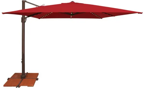 Lucinda Modern Classic Red Sunbrella Aluminum Lighted Cantilever Umbrella