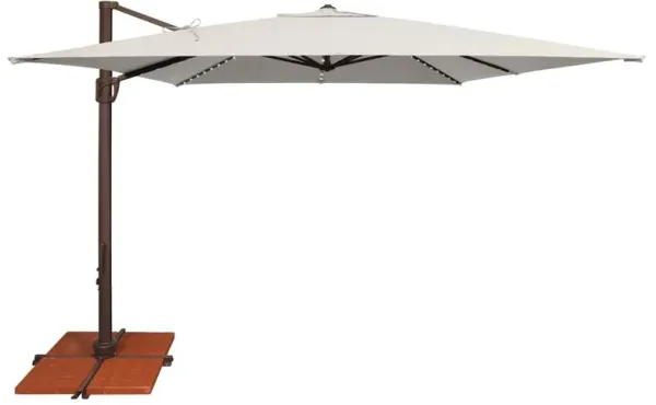 Lucinda Modern Classic White Sunbrella Aluminum Lighted Cantilever Umbrella
