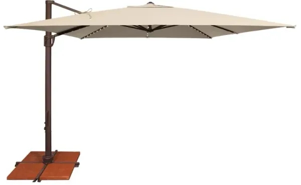 Lucinda Modern Classic Beige Sunbrella Aluminum Lighted Cantilever Umbrella
