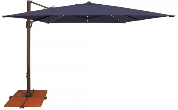 Lucinda Modern Classic Navy Blue Sunbrella Aluminum Lighted Cantilever Umbrella