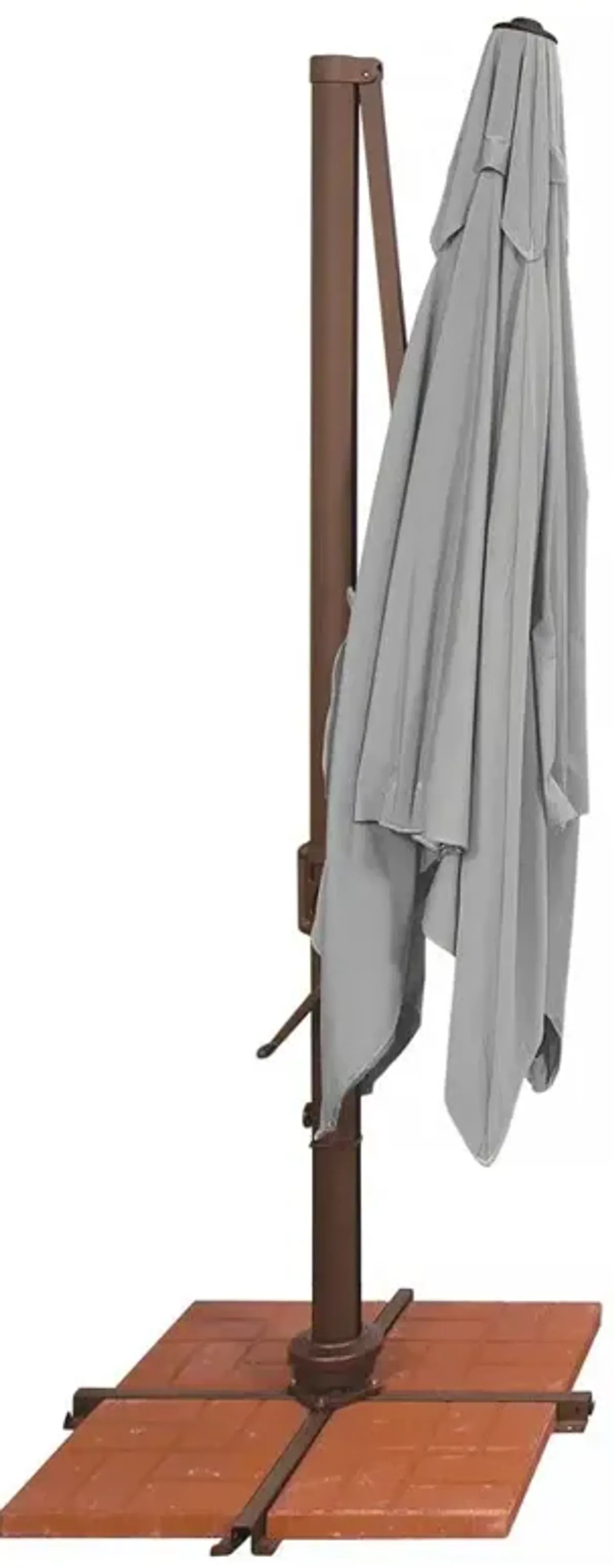 Lucinda Modern Classic Silver Sunbrella Aluminum Lighted Cantilever Umbrella