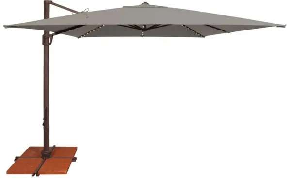 Lucinda Modern Classic Silver Sunbrella Aluminum Lighted Cantilever Umbrella
