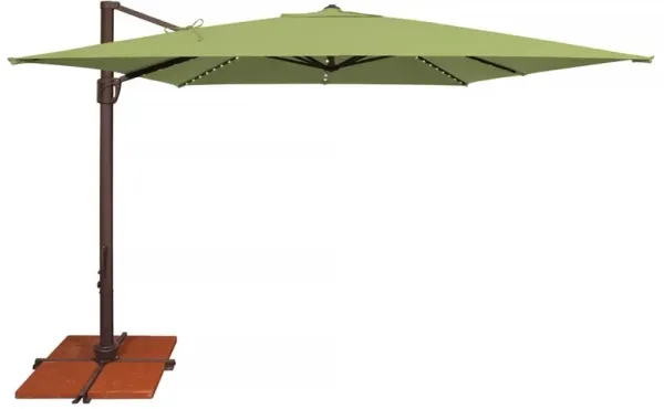 Lucinda Modern Classic Moss Green Sunbrella Aluminum Lighted Cantilever Umbrella