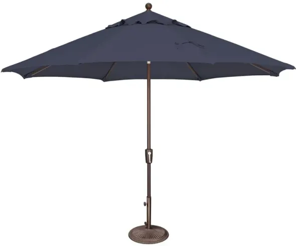 Alice Modern Navy Blue Sunbrella Bronze Aluminum Outdoor Umbrella - Large