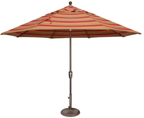 Alice Modern Red Sunbrella Orange Stripe Aluminum Outdoor Umbrella - Large