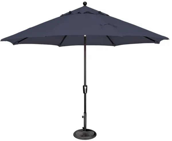 Alice Modern Classic Navy Blue Sunbrella Black Aluminum Outdoor Umbrella - Large