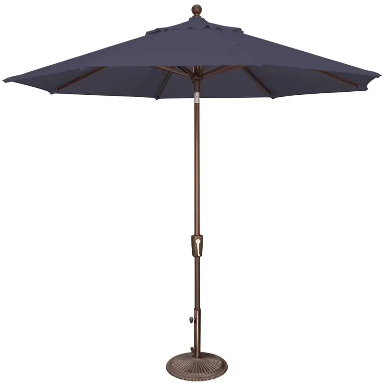 Alice Modern Navy Blue Sunbrella Bronze Aluminum Outdoor Umbrella - Medium