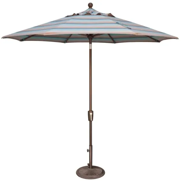Alice Modern Blue Sunbrella Brown Stripe Aluminum Outdoor Umbrella - Medium