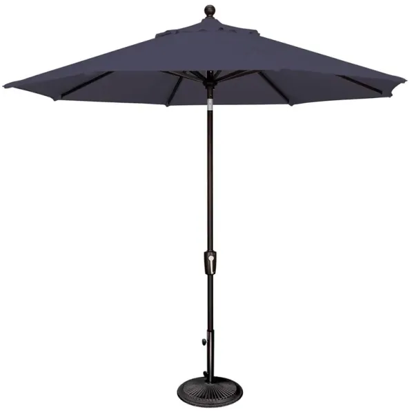 Alice Modern Navy Blue Sunbrella Black Aluminum Outdoor Umbrella - Medium
