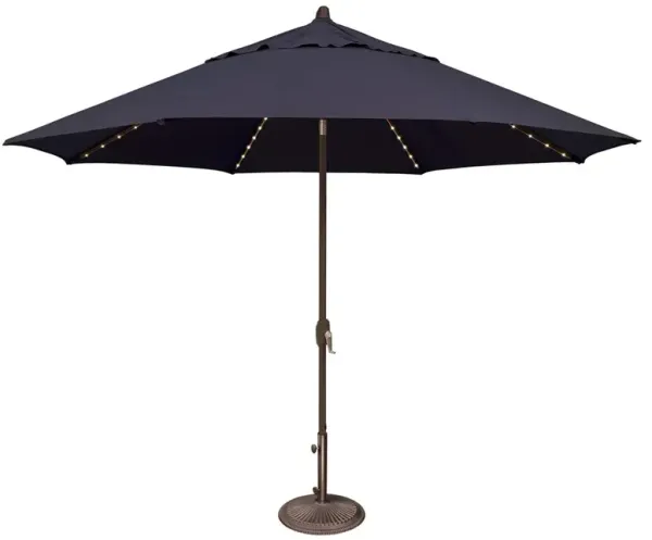 Sally Modern Classic Navy Blue Sunbrella Lighted Aluminum Outdoor Umbrella