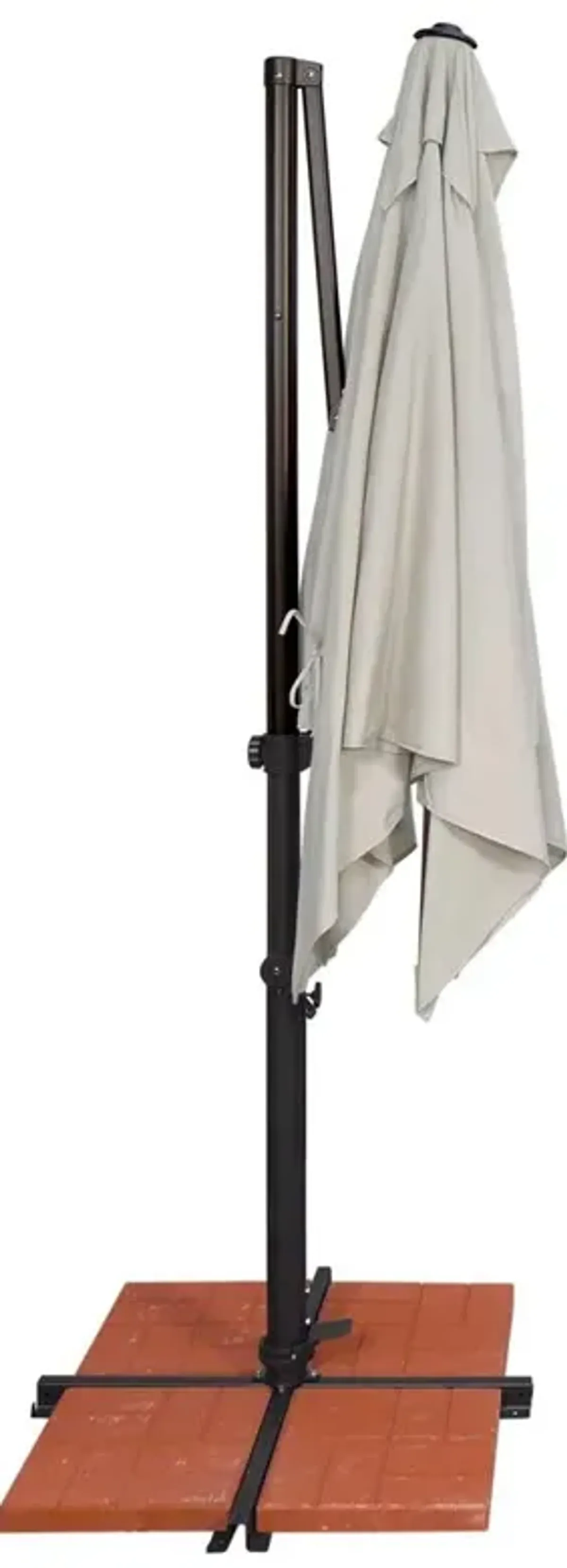 Laura Modern Classic White Sunbrella Black Aluminum Outdoor Umbrella