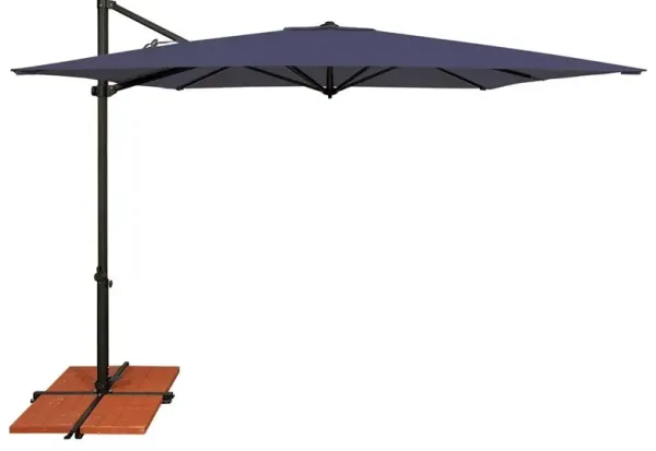 Laura Modern Classic Navy Blue Sunbrella Black Aluminum Outdoor Umbrella