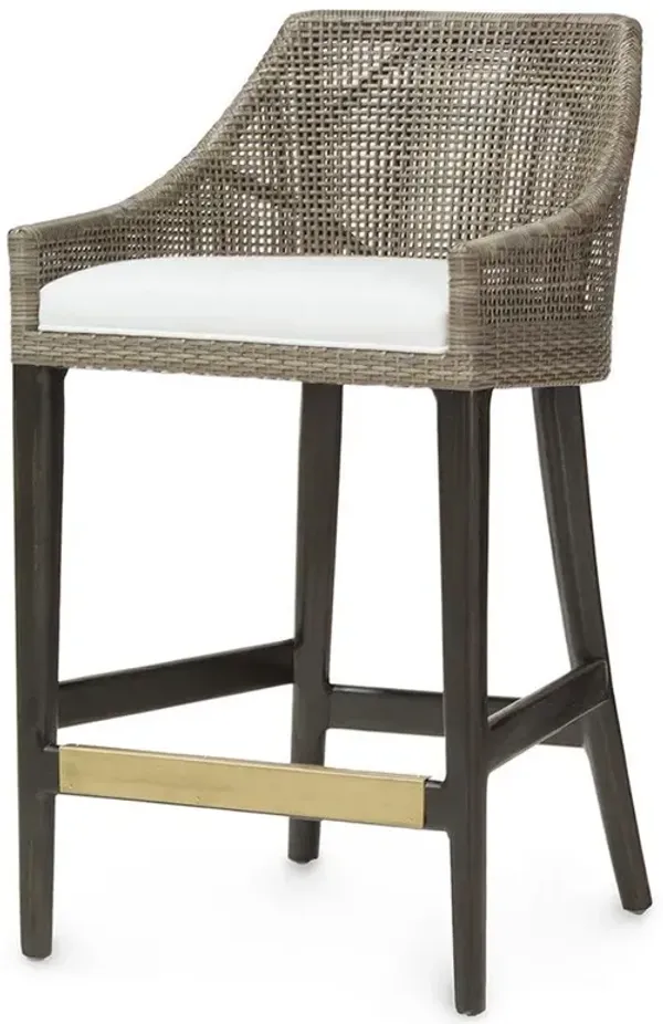 Palecek Vincent Coastal Beach White Performance Grey Rattan Hardwood Counter Stool