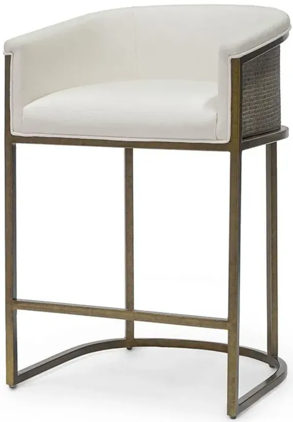 Palecek Donovan Hollywood Regency Gold Metal White Performance Counter Stool