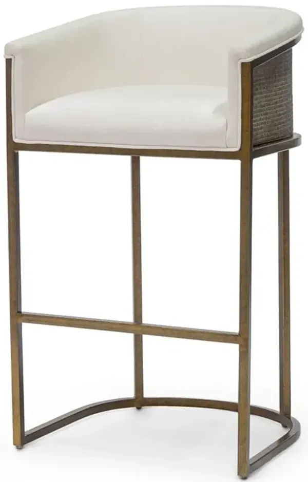 Palecek Donovan Hollywood Regency Gold Metal White Performance Bar Stool