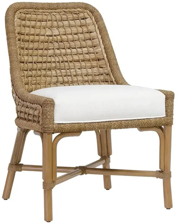 Palecek Capitola Coastal Natural Seagrass Rope White Performance Dining Side Chair