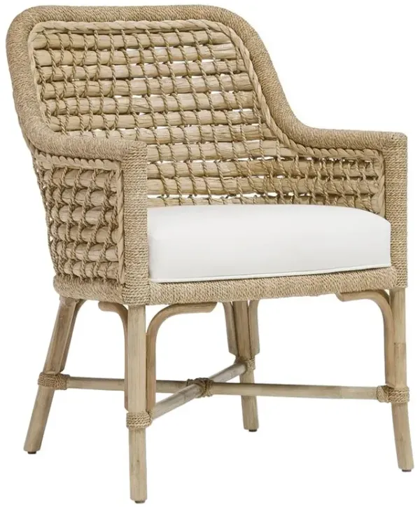 Palecek Capitola Coastal Natural Seagrass Rope White Performance Dining Arm Chair