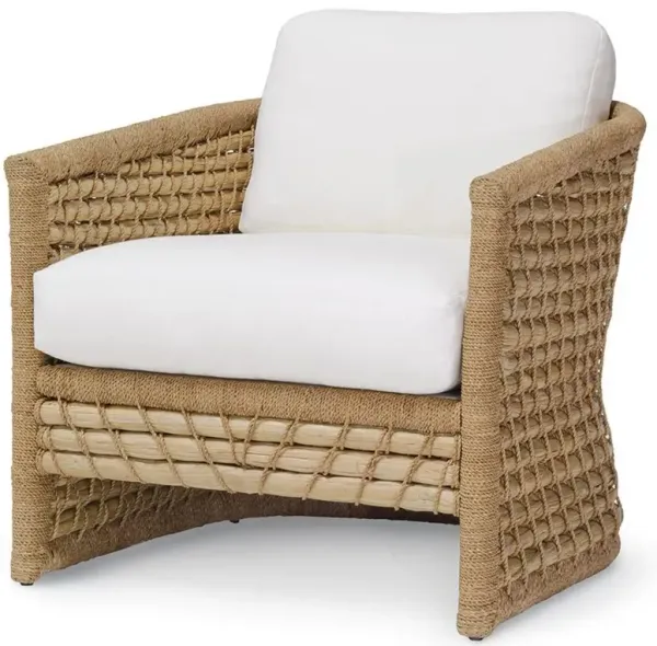 Palecek Capitola Coastal Beach Natural Rattan White Performance Barrel Lounge Chair