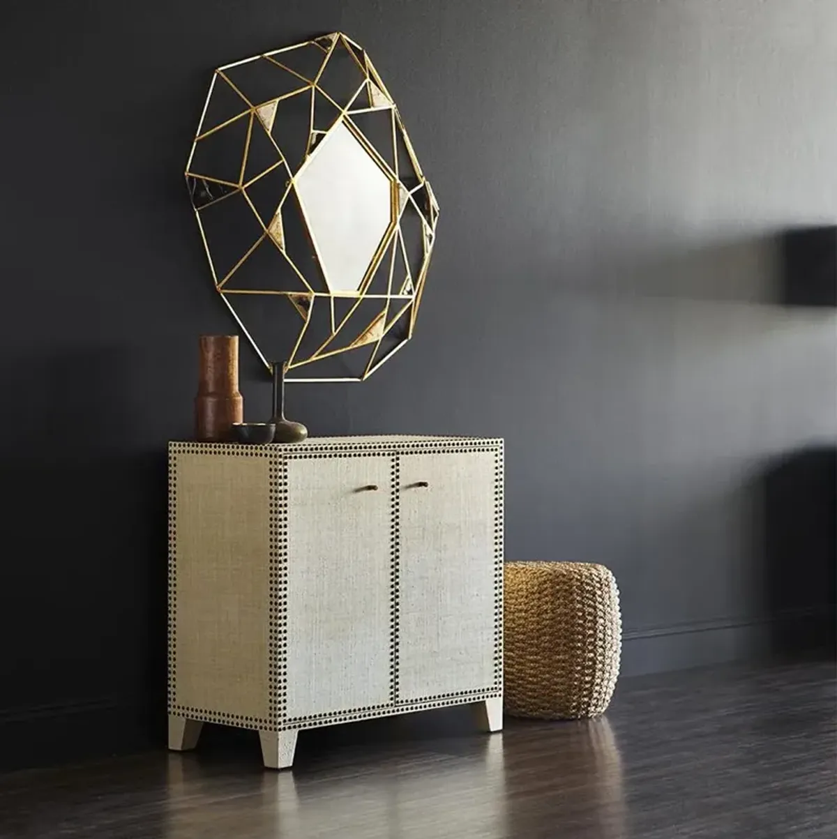 Palecek Spa Coastal Beach Woven Natural Seagrass Rope Round Drum Stool