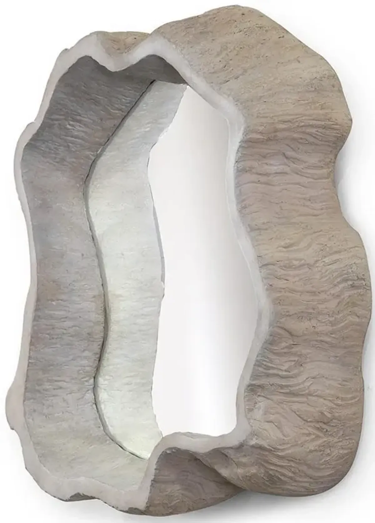 Palecek Denali Coastal Beach Beige Stonecast Wall Mirror - Small