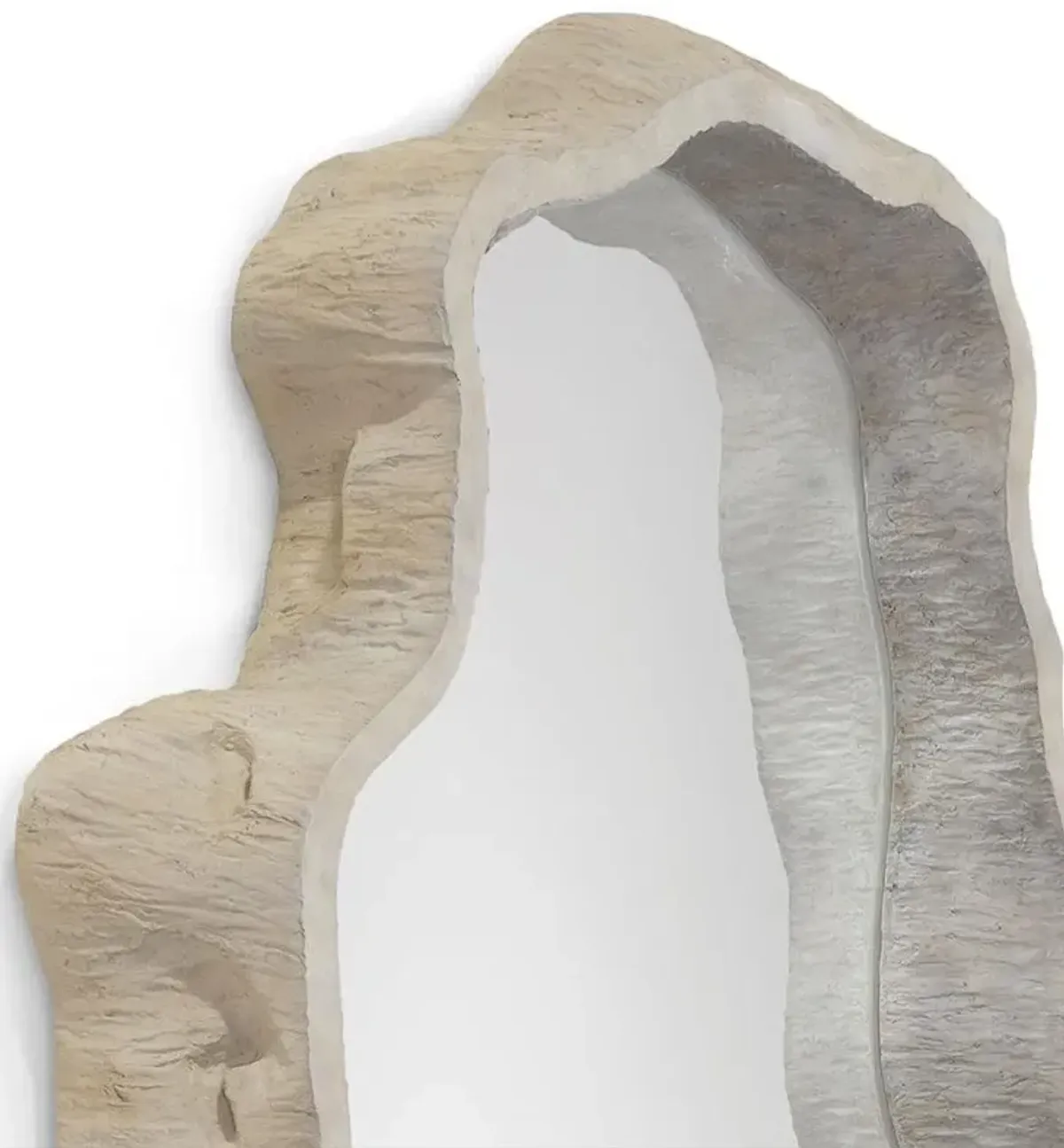 Palecek Denali Coastal Beach Beige Stonecast Wall Mirror - Large