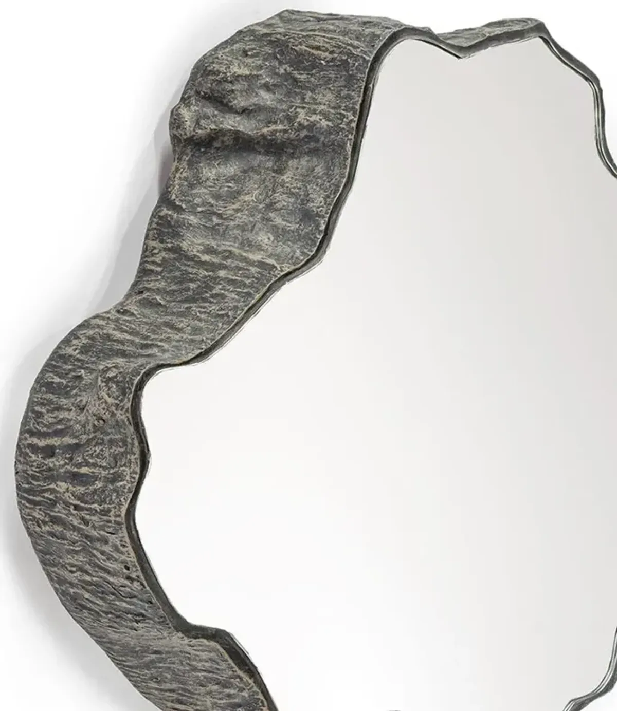 Palecek Caldera Coastal Beach Brown Stonecast Wall Mirror - Small