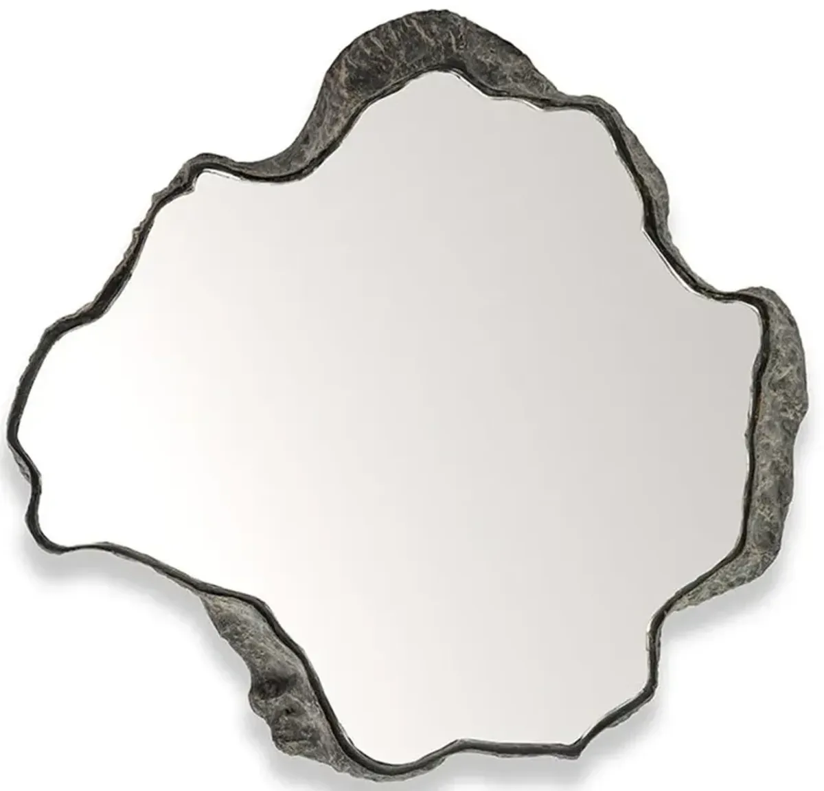 Palecek Caldera Coastal Beach Brown Stonecast Wall Mirror - Small