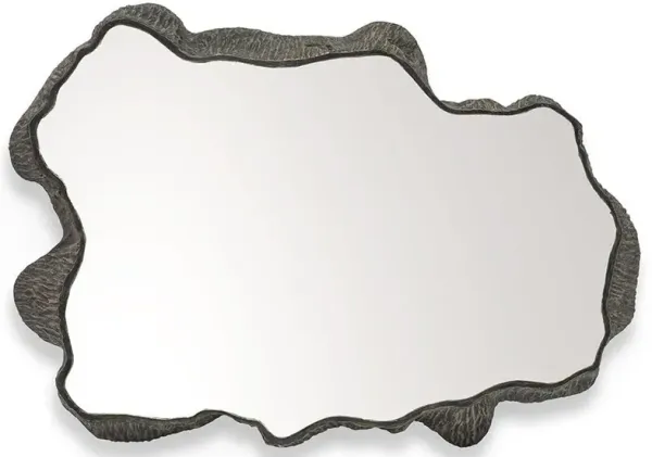 Palecek Caldera Coastal Beach Brown Stonecast Wall Mirror - Large