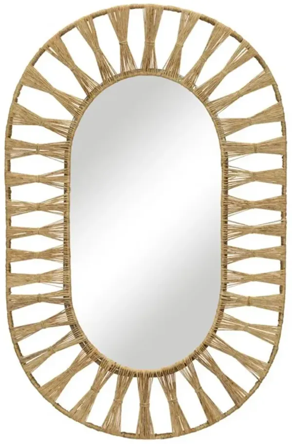 Oscar Coastal Beach Natural Jute Frame Oval Wall Mirror