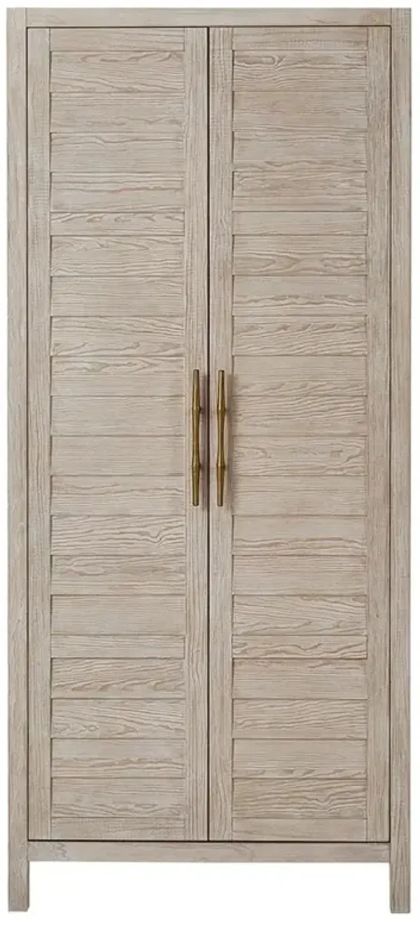 Naya Coastal Beach Cream Wood 2 Door Armoire