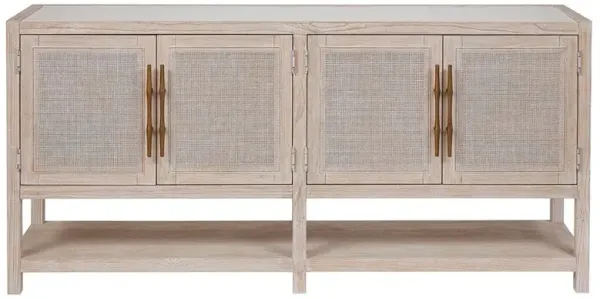 Miya Coastal Beach Cream Wood 4 Door Sideboard