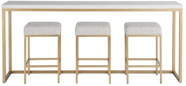 Riya Regency White Top Gold Metal Console Dining Table with Stools - 82"W