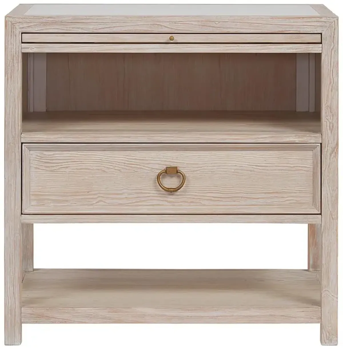 Naya Coastal Beach Cream Wood 1 Drawer Nightstand