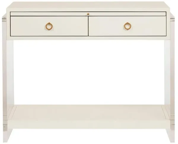 Alora Coastal Beach White Wood 2 Drawer Nightstand