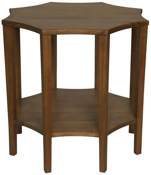 Callista Rustic Lodge Dark Brown Walnut Wood Octagonal Side Table