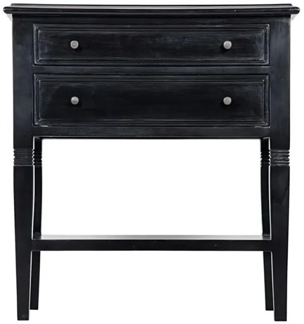 Orien Rustic Lodge Black Mahogany Wood 2-Drawer Side Table