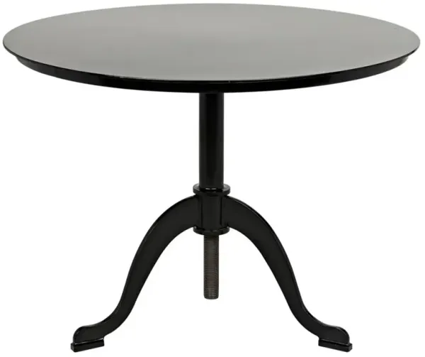 Cyris Industrial Loft Black Metal Adjustable Height Round Side Table