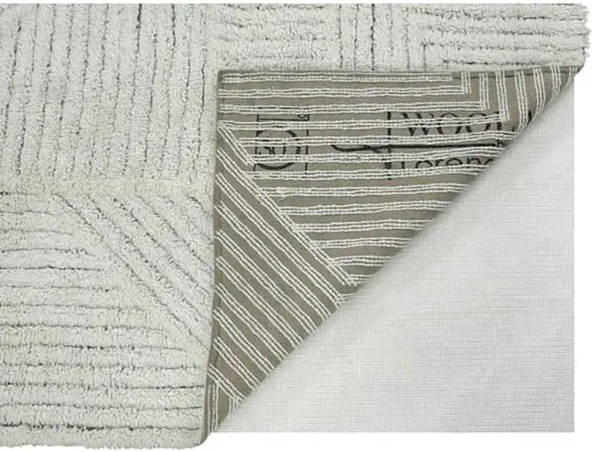 Almond Valley Modern White Wool Patterned Washable Rug - 5'7''x7'11''