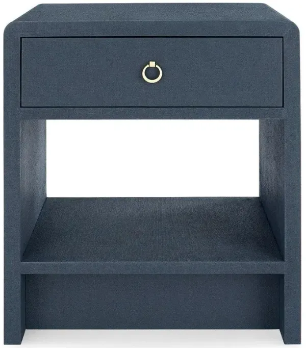 Benjamin Modern Classic Blue Linen 1 Drawer Wood Nightstand