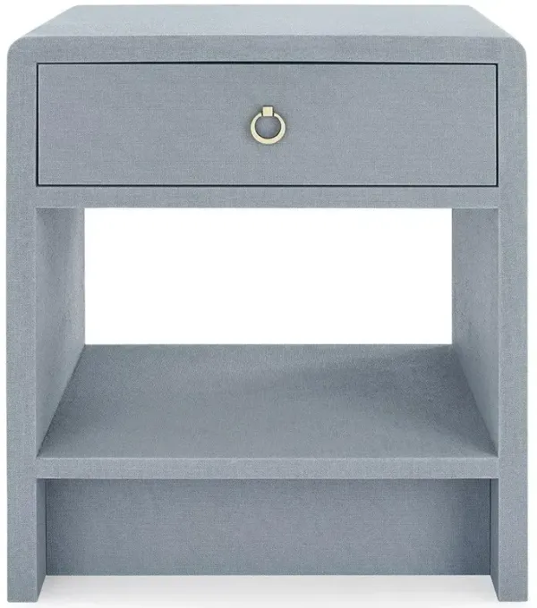 Benjamin Modern Classic Grey Linen 1 Drawer Wood Nightstand
