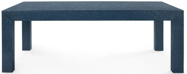 Parsons Modern Deep Navy Grasscloth Rectangular Coffee Table