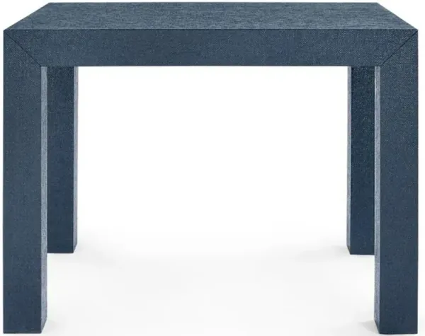 Parsons Modern Deep Navy Grasscloth Rectangular Side Table