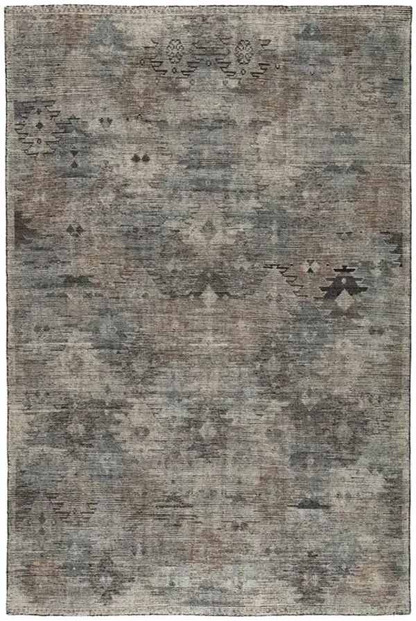 Julie Global Bazaar Black Wool Tribal Patterned Hand Knotted Rug - 5'x8'