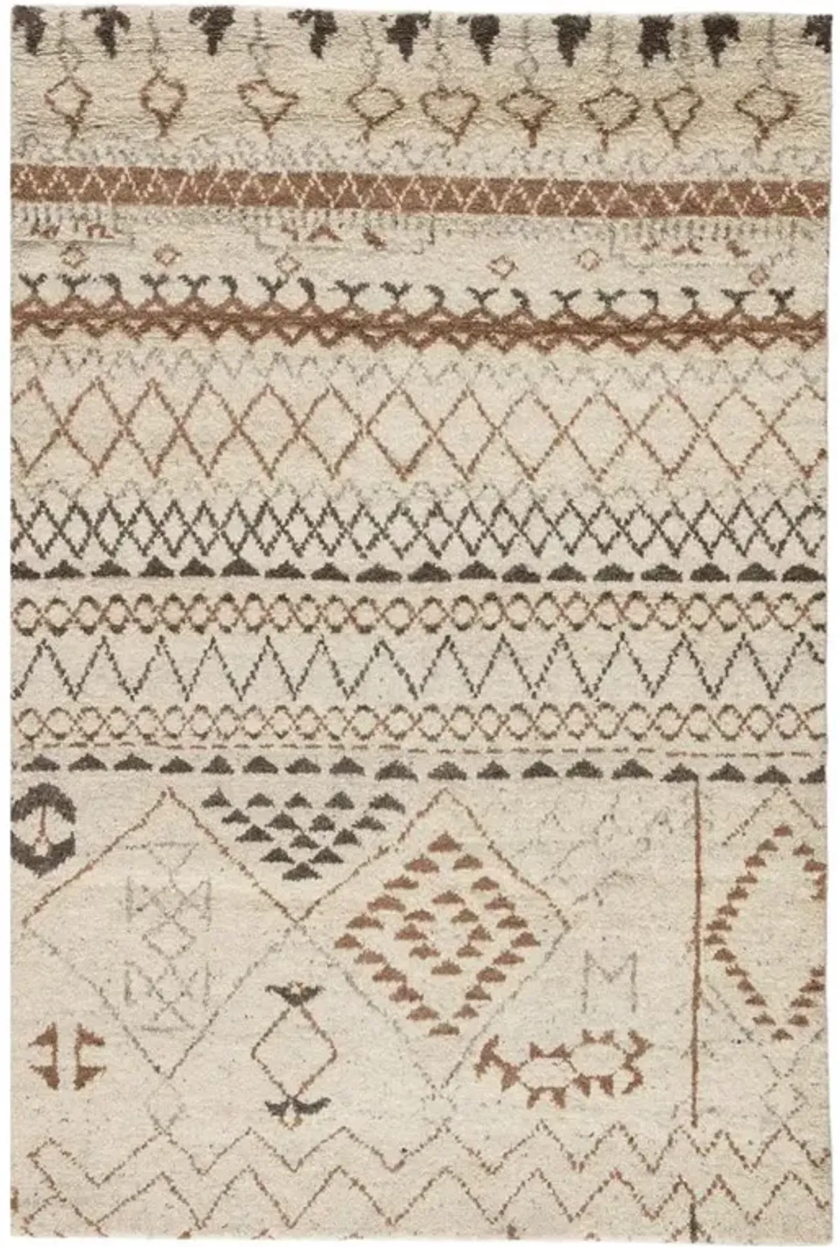 Zayan Global Brown Wool Geometric Patterned Hand Knotted Rug - 8'x10'
