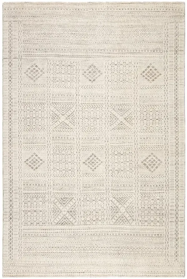 Anitta Global White Wool Geometric Patterned Hand Knotted Rug - 8'x11'