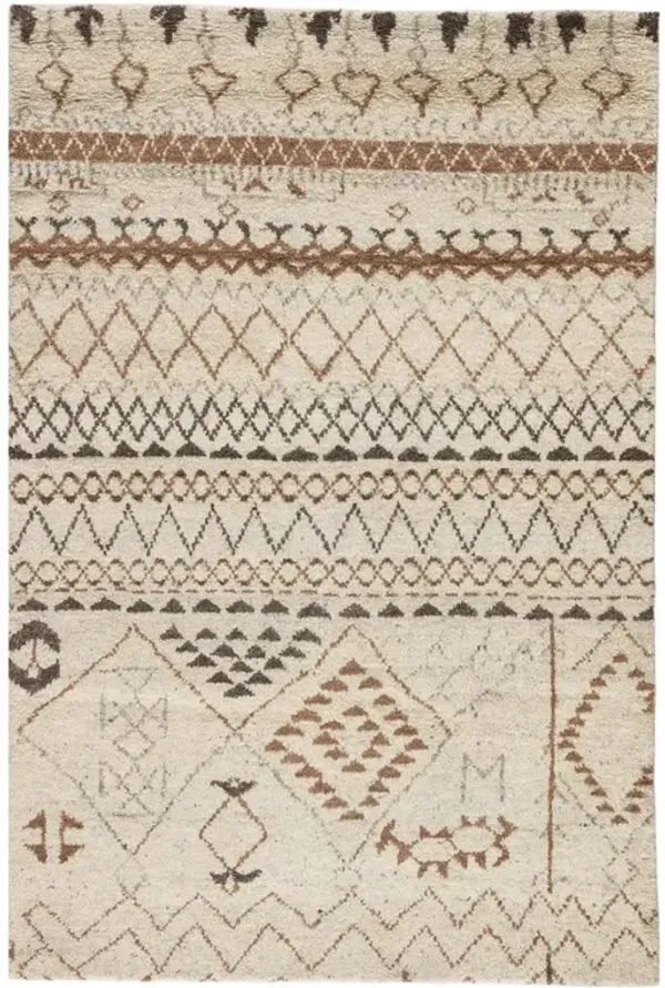 Zayan Global Brown Wool Geometric Patterned Hand Knotted Rug - 9'x12'