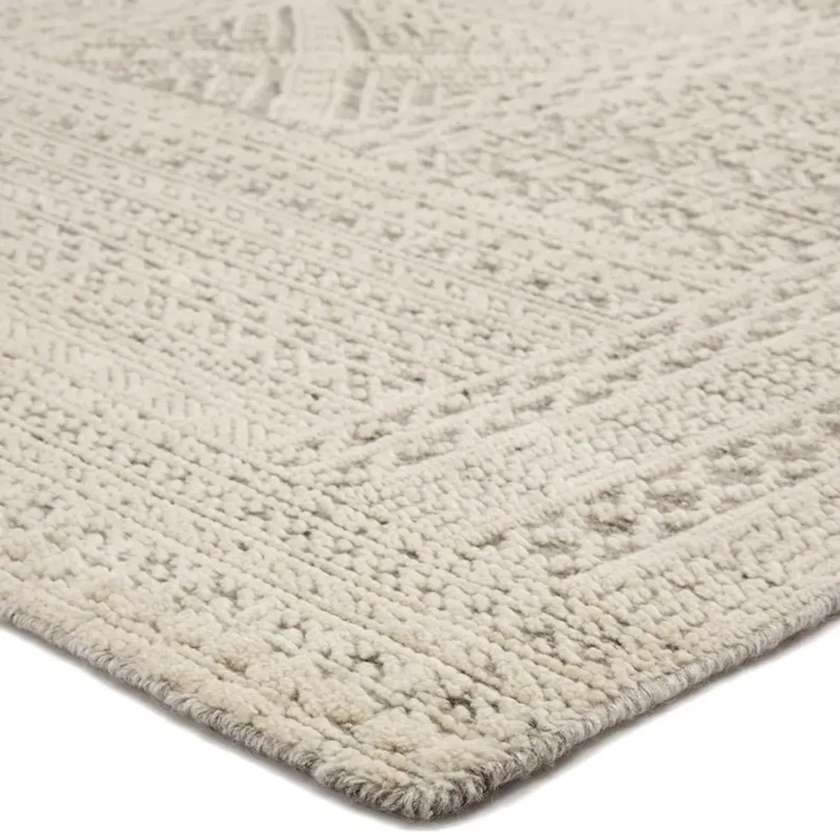 Anitta Global White Wool Geometric Patterned Hand Knotted Rug - 9'x13'
