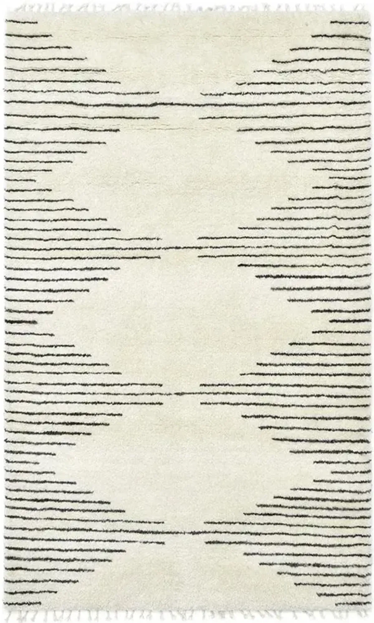 Bernar Modern Classic Cream Wool Diamond Shag Hand Knotted Rug - 9'x12'